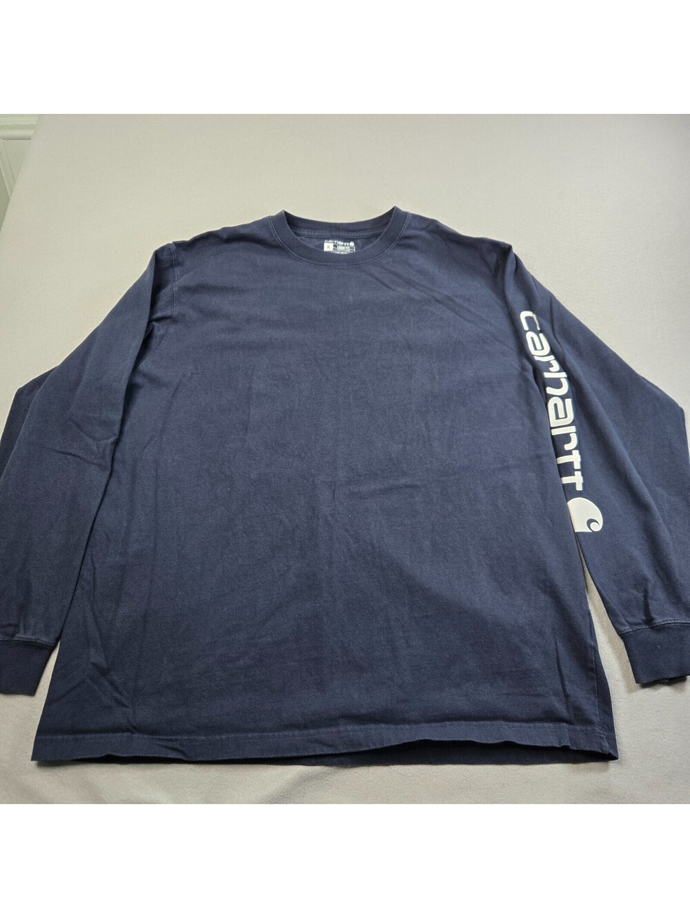 Carhartt Loose-Fit Heavyweight Logo Sleeve Graphic XL Blue Long-Sleeve T-Shirt